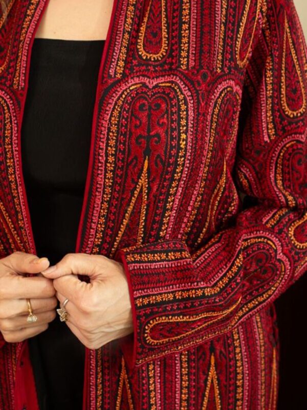 HOUSE OF INARI Women Lightweight Longline Open Front Jacket with Embroidered - Image 3