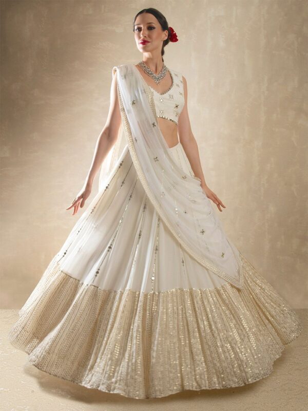 Embroidered Mirror Work Ready to Wear Lehenga & Blouse With Dupatta