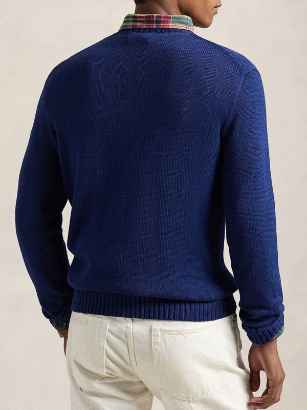 Men Polo Bear Printed Pure Cotton Sweater - Image 4