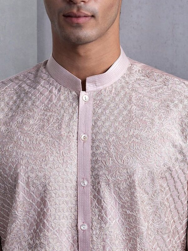 Rohit Gandhi + Rahul Khanna Flared Sleeves Thread Work Strigth Kurta - Image 2