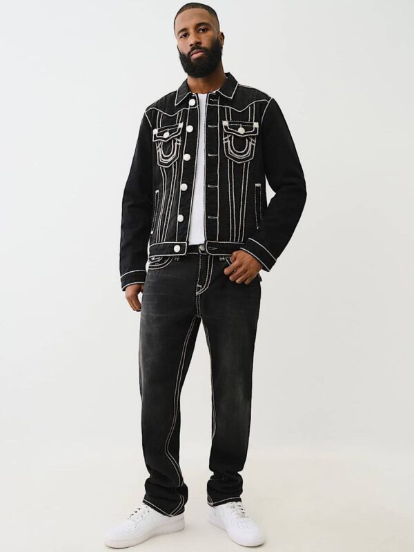 Rope Stitch Ricky Straight Fit Mid Rise Washed Jeans - Image 4