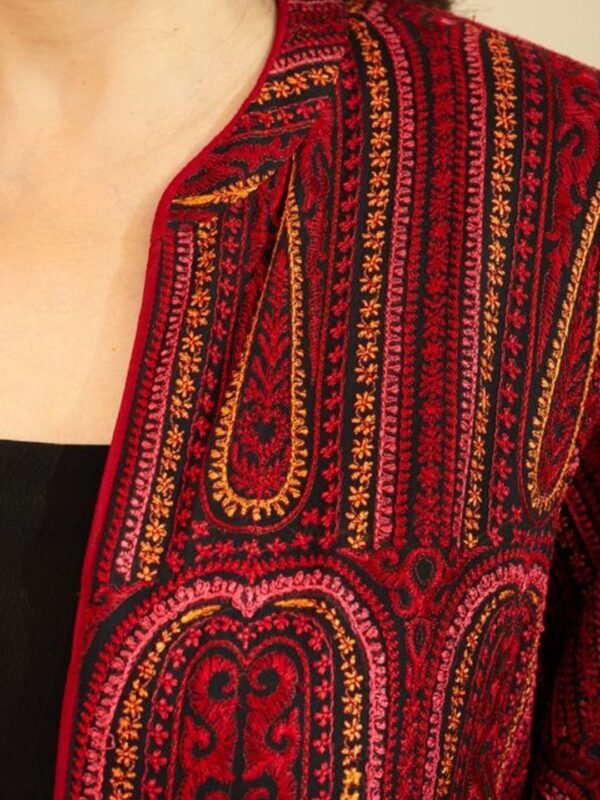 HOUSE OF INARI Women Lightweight Longline Open Front Jacket with Embroidered - Image 2