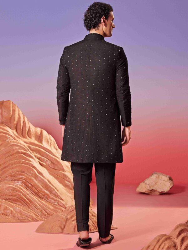 Eleven Brothers Men Cold-Shoulder Sleeves Thread Work Chanderi Silk Anarkali Kurta - Image 2