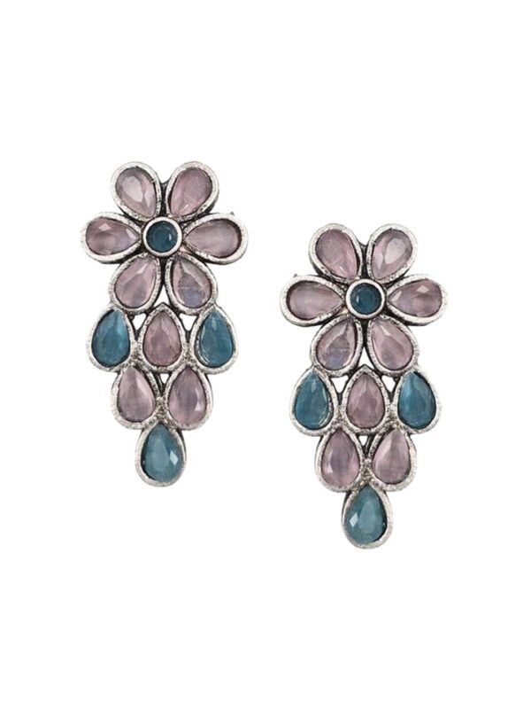 Silver-Plated Stone Studded Oxidised Jewellery Set - Image 4