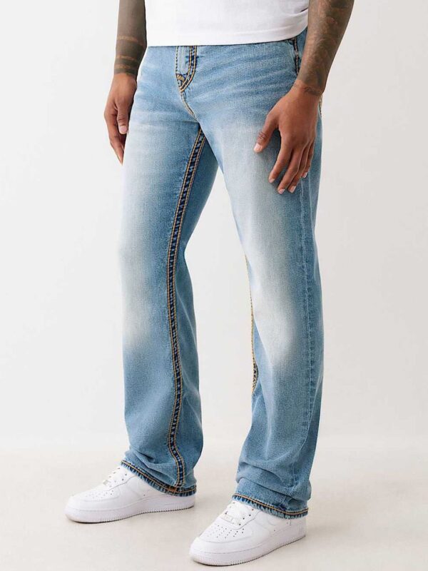 Men Straight Fit Mid-Rise Low Distress Light Fade Jeans - Image 2