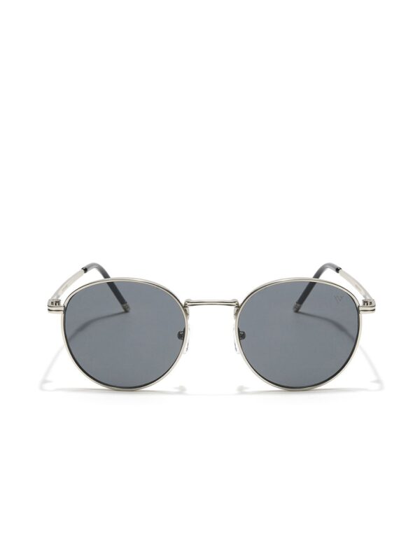 Black Lens & Silver-Toned Round Sunglasses with UV Protected Lens 1915MG3622 - Image 3