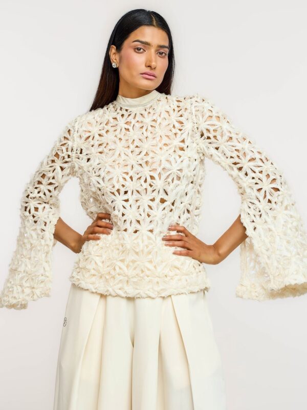 Women Self Design Slit Sleeve Top