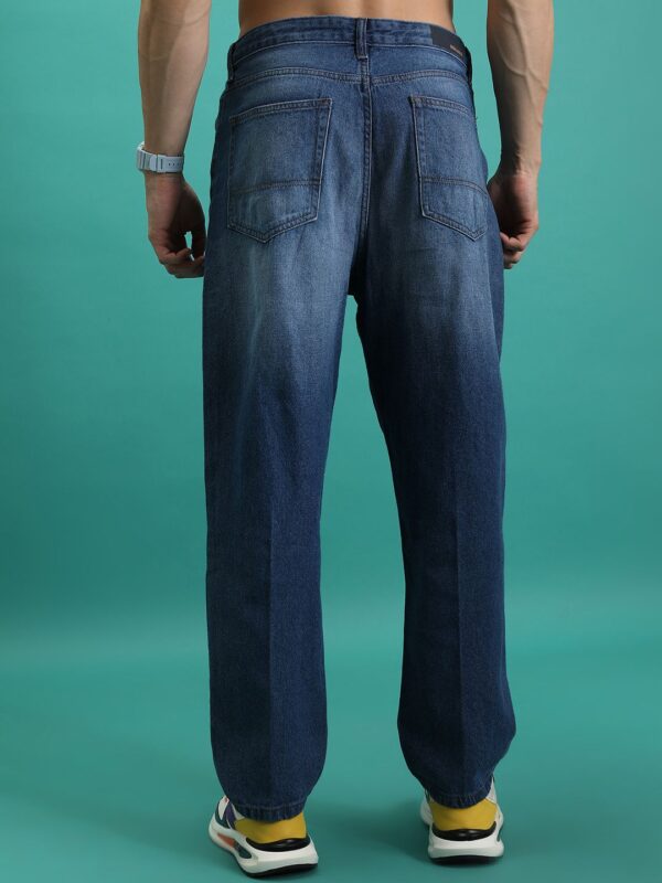 Men Loose Baggy Fit Clean Look Light Fade Cotton Jeans - Image 2