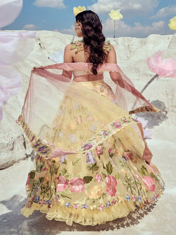 Embroidered Beads and Stones Ready to Wear Lehenga & Blouse With Dupatta - Image 4