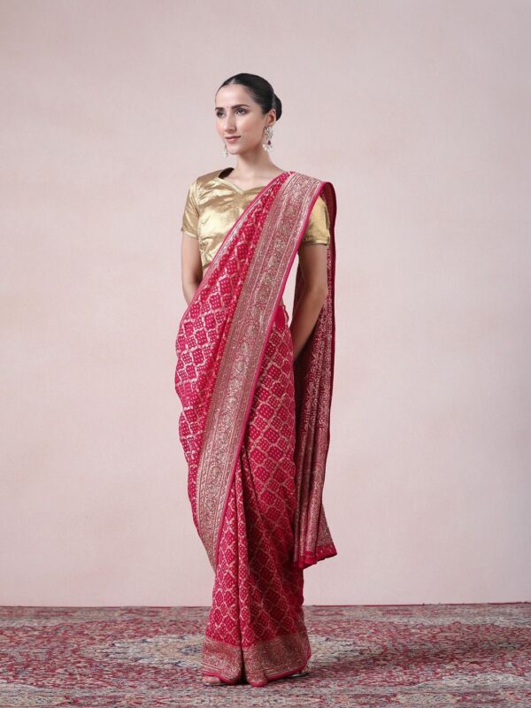 Twamev Woven Design Sequinned Pure Georgette Saree - Image 2