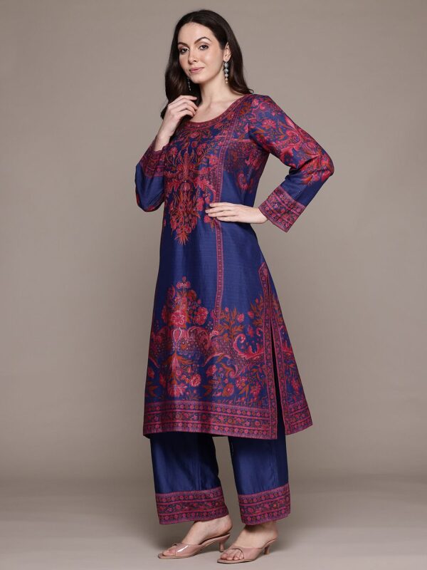 Ritu Kumar Floral Printed Thread Work Kurta with Trousers & With Dupatta
