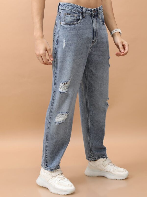 Men Relaxed Fit Highly Distressed Light Fade Jeans - Image 2