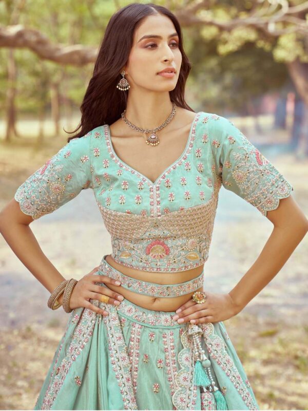 panchhi Embellished Tissue Semi-Stitched Lehenga & Unstitched Blouse With Dupatta - Image 2