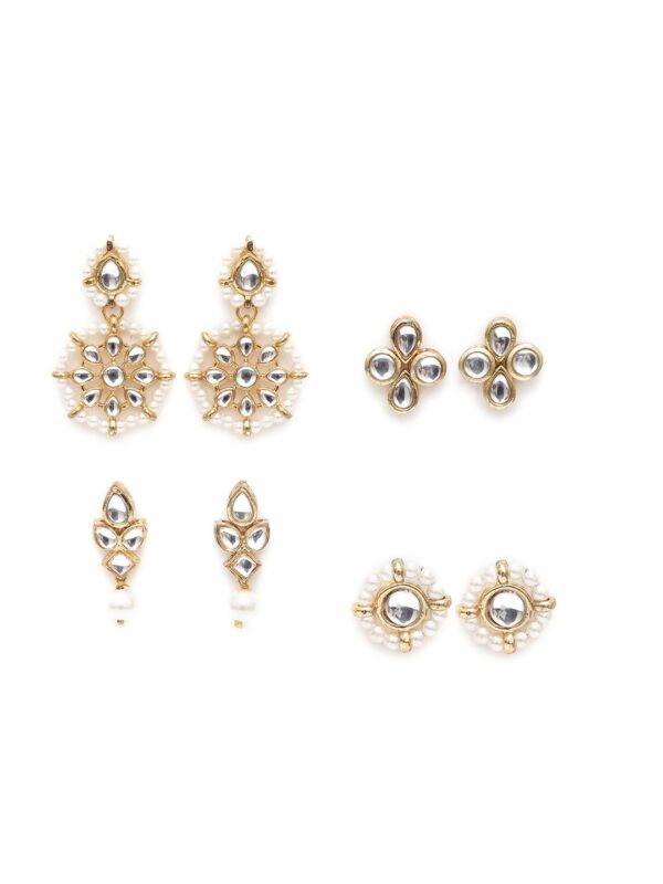 Set of 4 Gold-Plated Classic Studs Earrings - Image 2