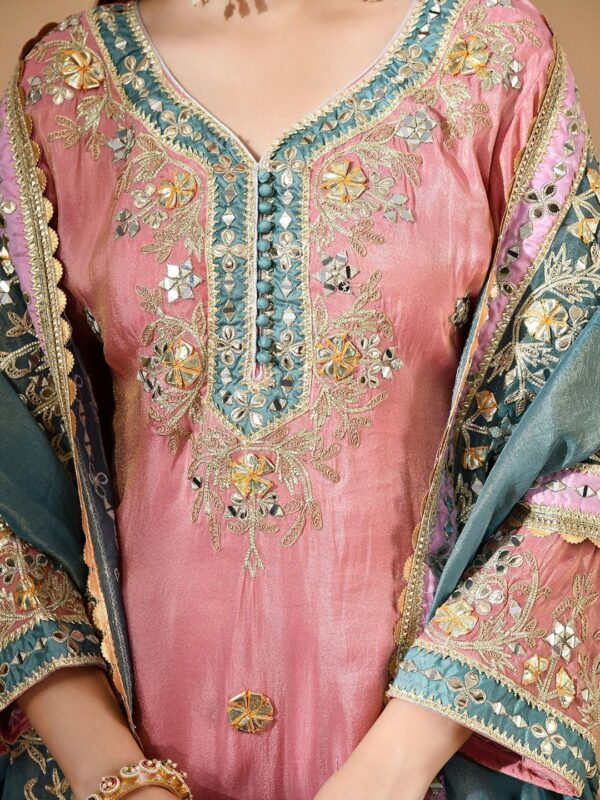 ZARIKALI Women Ethnic Motifs Embroidered Regular Kurta with Palazzos & Dupatta - Image 2